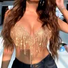 Camisoles Tanki Seksowne metalowe frędzle mini kantarne najlepsze kobiety mody streetwear streetwearu miłośnicy prezentu Bra Carnival Party Flash Camisole 230614