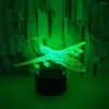 Table Lamps Aircraft 3d Nightlight Seven Colourful Touch Control Led Visual Desk Lamp Light Creative Gift For Living Room