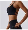 Yoga Outfit Solid Color Women Sport Bra Comprehensive Training Underwear Fitnes Top Gym Chest Pad Cross Back Spaghetti Shoulder Strap Cutout