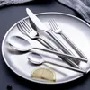 Dinnerware Sets Gold Plated Stainless Steel Kitchen Dinnerware Set Dinner Knife Fork Spoon Dessert Spoon Luxury Cutlery Set Drop 230614