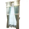 Curtain Customize Green Checks Lace Edge Curtains Rural Grid Princess Style Living Room Bedroom Window Treatments Tulle