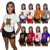 Dames Trainingspakken Lente Zomer Kleding Meisjes Effen Sexy Korte mouw Crop Top Shorts Sets Club Outfit Streetwear Informeel Tweedelige set Maat S-3XL