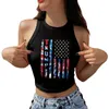 Regata feminina Y2k com estampa de bandeira americana Dia da Independência Regata sexy para mulheres Colete streetwear roupas estéticas femininas femininas