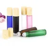 10ml Verre Roll on Bottles Huile Essentielle Bouteille de Parfum Gradient Color Roller Bottles avec Wood Grain Cap Billes en Acier Inoxydable Roll-on Stpq