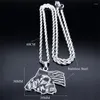 Pendant Necklaces Gothic Creative Skull American Flag Grenade War Necklace For Men Stainless Steel Skeleton Jewelry Gifts