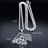 Pendentif Colliers Gothique Créatif Crâne Drapeau Américain Grenade Guerre Collier Pour Hommes En Acier Inoxydable Squelette Bijoux Cadeaux