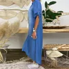 Basic Casual Dresses Casual Korean Plus Size Denim Dress For Women Summer Dresses Lapel Split Sexy Loose Long ladies Jeans Dress 3XL Vestidos 230615