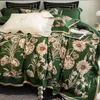 寝具セット豪華な1000tcエジプト綿アメリカヴィンテージプリントセットフラワーパターン布団カバーフラット/フィットベッドシート枕カバー