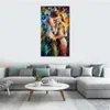 City Life Landscape Canvas Art Last Kiss Hand Painted Kinfe Painting for Hotel Wall Modern