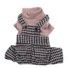 Hundkläder Boygirl Dog Dress Sweater Rem Houndstooth Design Pet Hoodie Autumnwinter Clothing Apparel For Dogs 230614