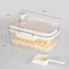 Ice Cube Tray with Lid and Bin One-Click Fall Off Easy-Release 64 Ice Cube Maker Mold for Cocktail Whisky Coffee with Scoop Ice Cream Tools