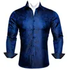 Camisas casuais masculinas de seda de grife para homens Azul Preto Vermelho Verde Branco Dourado Rosa Marrom Roxo Paisley Flor Manga Comprida Primavera Slim Tops