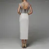 Casual Dresses Bodycon Dress Party Women Evening Elegant Sexy Spaghetti Strap Sleeveless Backless High Waist Slit Wedding Prom Gown