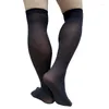 Chaussettes pour hommes noir hommes Long Tube vague rayé sur le genou haut mâle robe formelle costume bas Sexy Lingerie doux respirant