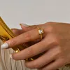 Trouwringen 2023 Eenvoudig Vierkant Zirkoon Goud Kleur Voor Vrouw Luxe Roestvrij Staal Bal Belofte Feest Haar