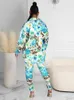 Damesblouses bloemenprint tweedelige set dames casual turn-down kraag shirt met lange mouwen en hoge taille hipster legging sweatsuit dames