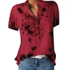 Damesblouses Overhemden Elegant damesoverhemd bedrukt groot formaat casual overhemd mode V-hals overhemdblouse met korte mouwen 230615