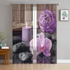 Curtain Zen Stone Purple Orchid Calm Candle Window Curtains Bedroom Modern Drape Sheer Tulle Valances Living Room Kitchen Voile