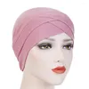 Vêtements ethniques 2023 quatre saisons tissu élastique chapeau croisé sur le devant musulman coton solide dôme Protection solaire bandeau