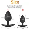 Plugue anal de silicone para usar com coração Dildo Butt Plug com bola de metal Vagina Ânus Masturbador Massagem Ponto G Bdsm Brinquedo sexual