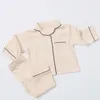 Pyjamas Spring Autumn Baby Boy Girl Simple Loose Pyjamas Set Toddler Child Long Sleeve Solid Cotton Sleepwear 2 PCS Suits 0-5 Years 230614