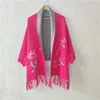 Halsdukar moda 2023 höst och vinter pion broderi imitation kashmir sjal med ärmar elegant all-match bat skjorta kappa halsduk
