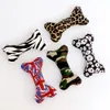 Bone Shape Squeak Pet Dog Toys Leopard Print Canvas Bone Toys Puppy Sound Puppy Cat Chew Squeaky Toy Pet Supplies