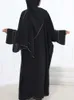 Kadınlar için dört Parça Abayas Çift Katmanlar Açık Hırka Kaftan Dikiş Dubai Lüks Femme Kaftan Marocain İslami Giyim Müslüman Elbise