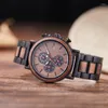 Wristwatches Luxury Wood Stainless Steel Men Watch Stylish Wooden Timepieces Chronograph Quartz Watches Relogio Masculino Gift Man WW007