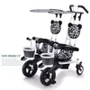 Twins Baby Side by Dreirad-Fahrrad-Kinderwagen 3-in-1, kann sitzen und liegen, geteiltes Kind, Fahrt, Schlafanhänger, Kinderwagen