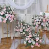 Fleurs séchées Grande rangée de mariage Centre de table Artificielle Soie Fleur Boule Rose Fausses Plantes Événements Fête Toile de Fond Arrangement Accessoires