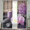 Curtain Zen Stone Purple Orchid Calm Candle Window Curtains Bedroom Modern Drape Sheer Tulle Valances Living Room Kitchen Voile