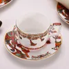 Dinnerware Sets Bone China Dinner Plate Set And Coffee Cup Kit Gold Edge Horse Pattern Western Steak Dishes Flat Tray Saucer