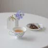 Tazze Piattini Caffè E Set Fiori Ceramica Tè Pomeridiano Tazza Piatto Da Dessert Elegante Casa Bone China Tazze Da Tè