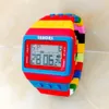 Женские часы модные строительные блоки Shhors Blocks Rainbow DIY Digital Electronic Women Mens Students Girls Boys Sports LCD Watch Watch