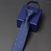 Strikjes Hoge Kwaliteit 6 CM Slanke Rits Stropdas Voor Mannen Business Werk Stropdas Klassieke Zwart Blauw Hals Mode formele Met Geschenkdoos