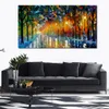 Eigentijds Abstract Canvas Art Ice Reflections Cityscape Olieverfschilderij Met de hand gemaakt Modern Pub Bar Decor