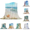 Blanket Beach Sea Shells Home Textile Blanket Cover Decorative Fleece Blanket for Sofa Bed Throw Blanket for Kids Queen R230615