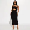 Tute da donna Summer Solid Dress 2 pezzi Set Women Sexy Tube Crop Top e gonna lunga con bretelle Bodycon Club Streetwear Abiti Y2K