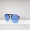 2023 Punk Rock New Style, High-Quality Blue Half Frame Unique Mirror Leg Women's Sunglasses, Fashionable And Casual Style For Daily Wear During Driving And Travel