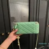 2023-Green Golden Ball Metal Chain Bags Luxo Sheepkin Zipper Makeup Bag Classic Diamond Quilted Cosmetic Case Fashion Shoulder Crossbody Bags Designer