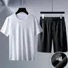 Lauf-Sets Fitness Kleidung Herren Eis Seide Schnell Trocknend Sportswear-Set Sommer Kurzen Ärmeln T-shirt Gym Basketball-Training Shorts