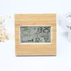 Desk Table Clocks Digital Clock Desktop Temperature LCD Electronic Thermometer Table Hygrometer Battery Operated Time Date Calendar Wooden Face 230615