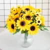 Fleurs séchées fleur artificielle plante jaune tournesol mariage marguerite Bouquet mariée soie maison salon jardin fête fausse décoration