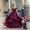 Wunderschönes Ballkleid für Blumenmädchen, Spitzenapplikationen, formelle Kleidung für Kinder, rückenfrei, 3D-Blumen, Geburtstagsfeier, Festzugkleid für Kleinkinder