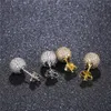 Gold Plated Brass Stud Earrings Iced Out Zircon Ball Stud Earring Diamond Clustered Beads Studs Earrings for Women Men