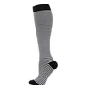 Women Socks Spring And Summer Outdoor Sports Elastic Breathable Pressure Black White Series Mid-tube Compression For