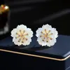 Européen rétro coquille fleur boucles d'oreilles femmes marque de luxe 3A Zircon s925 boucles d'oreilles en argent charmante femme exquis boucles d'oreilles fête de mariage haut de gamme bijoux cadeaux