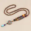 Collane con ciondolo Collana in legno di sandalo etnico tibetano fatto a mano Vintage Nepal Beads Jewelry Fashion Buddha