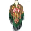 Halsdukar 135 135 cm kvinnor ryska halsduk lyx blommig tryck fyrkantig bandana fransad filt sjal babushka handdukhuvud wraps